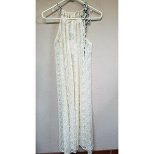 New IPNG Womens Basic Inner Lace Floral Maxi Dress Cream One Size Sleeveless